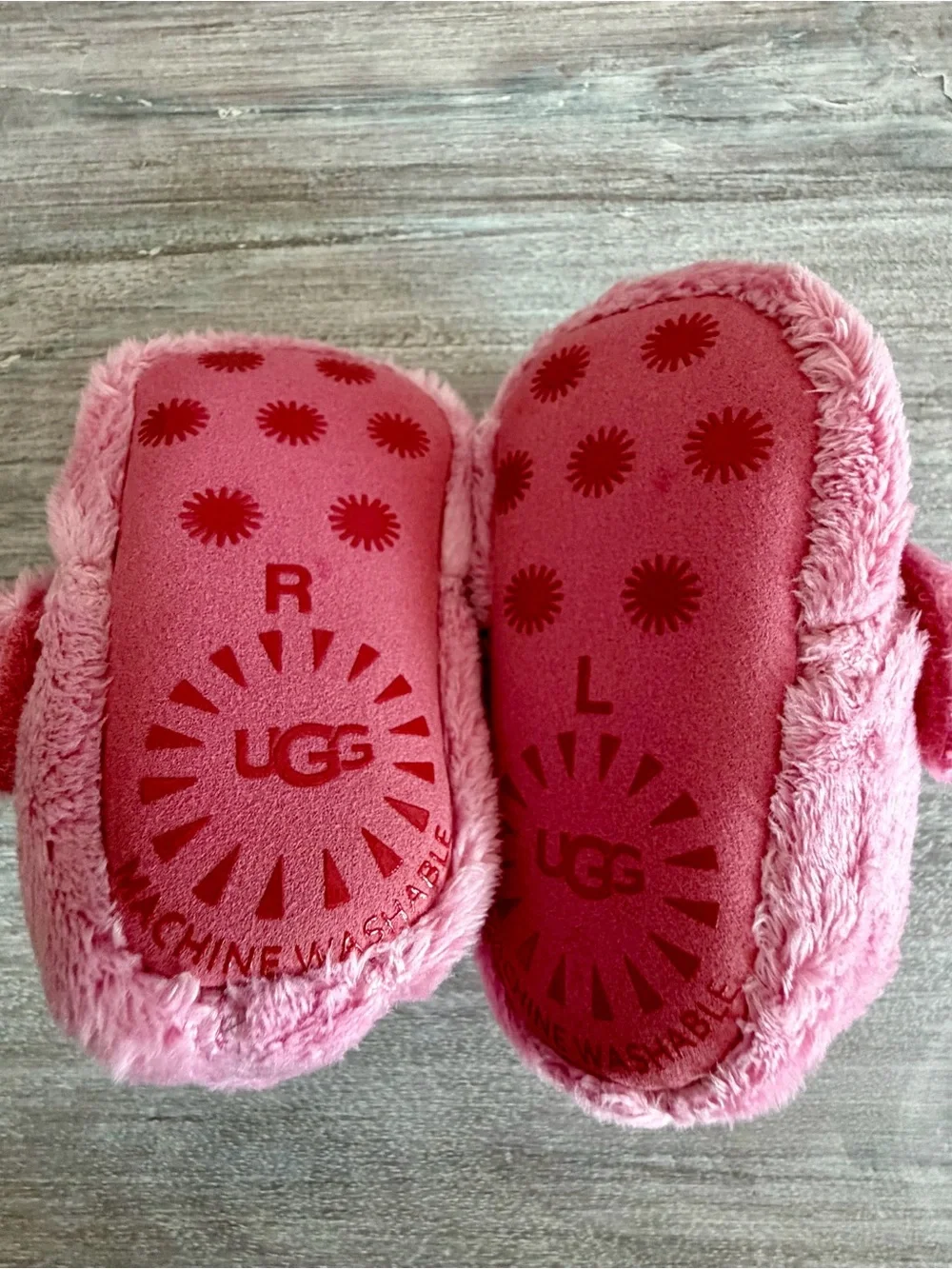 UGG Baby Plush Warm Pink Hook-and-Loop Slip-On Booties Slippers 1